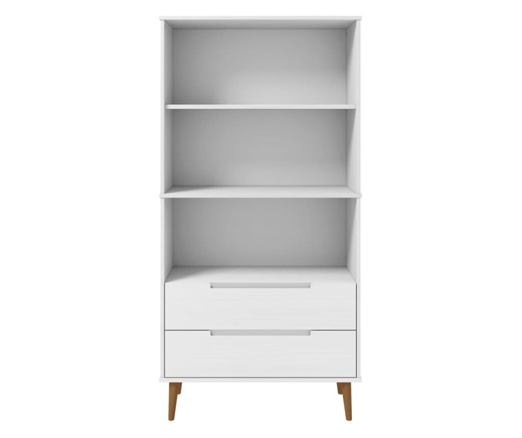 Ραφιέρα, λευκή, 85x35x170,5 εκ., μασίφ ξύλο πεύκου - 4