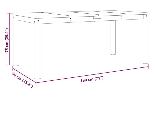 Panama fehér tömör fenyőfa ebédlőasztal 180 x 90 x 75 cm