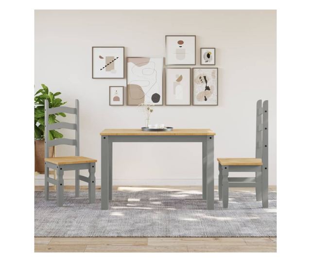 Corona jedilni stoli 2 kosa sivi 42X47X107Cm masivni borov les