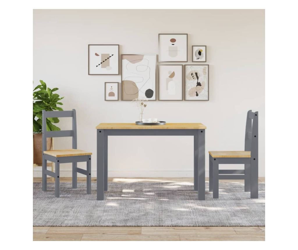 Panama jedilni stoli 2 kosa sivi 40X46X90Cm masiven borov les - 3