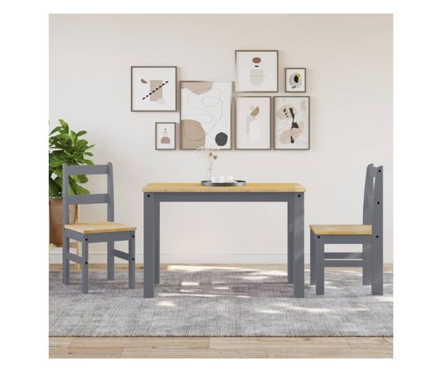 Panama jedilni stoli 2 kosa sivi 40X46X90Cm masiven borov les