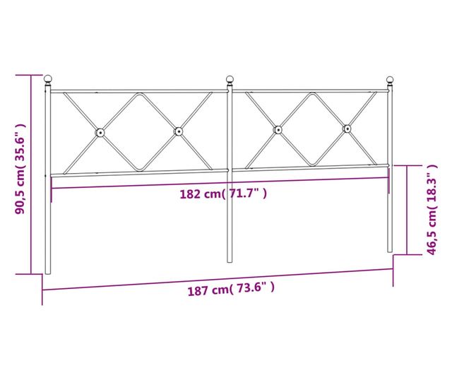 fehér fém fejtámla 180 cm
