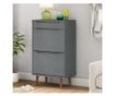Шкаф за обувки, сив, 59.5x35x103 см, масивна бор. thumbnail 1