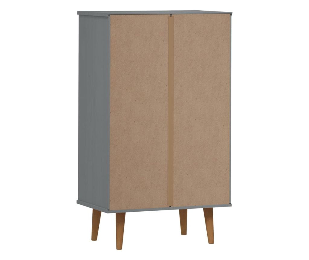 Шкаф за обувки, сив, 59.5x35x103 см, масивна бор. - 7