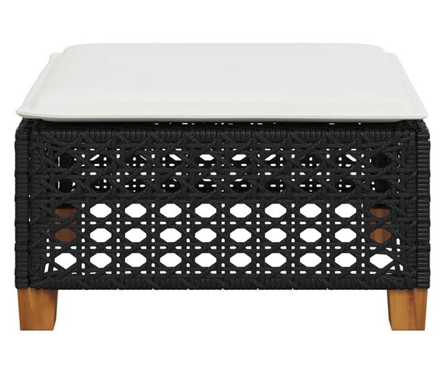 fekete polyrattan kerti szék párnával 63,5 x 56 x 32 cm