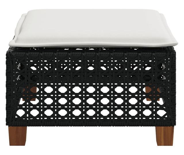 fekete polyrattan kerti szék párnával 63,5 x 56 x 32 cm