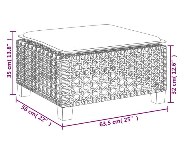 fekete polyrattan kerti szék párnával 63,5 x 56 x 32 cm