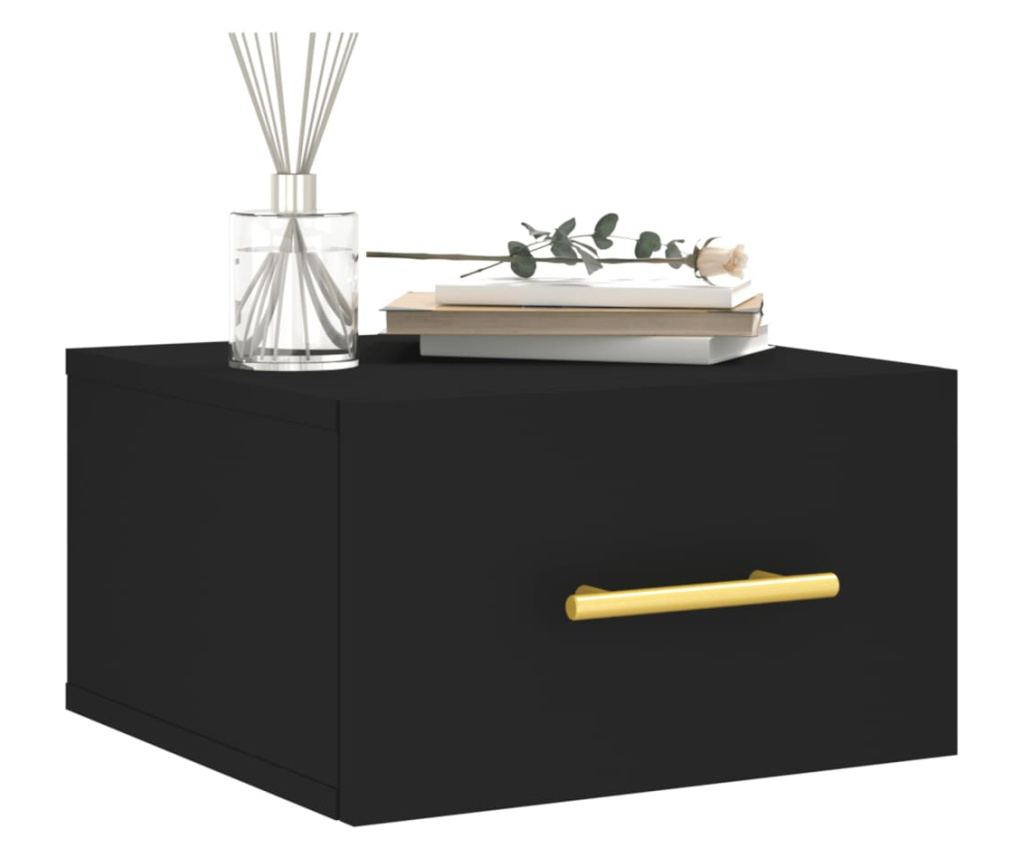 Стенна нощна шкафка, черна, 35x35x20 см - 3