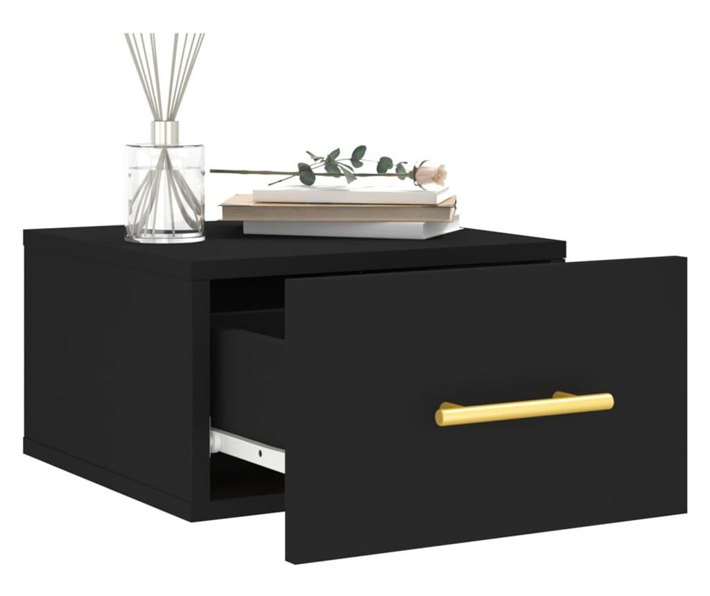Стенна нощна шкафка, черна, 35x35x20 см - 4