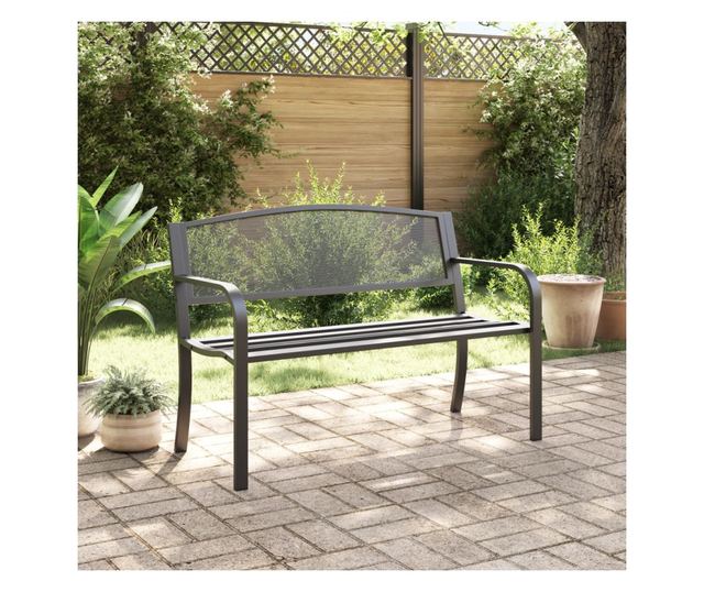 fekete acél kerti pad 119 cm