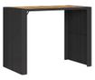 fekete polyrattan kerti bárasztal akácfa lappal 145x80x110 cm