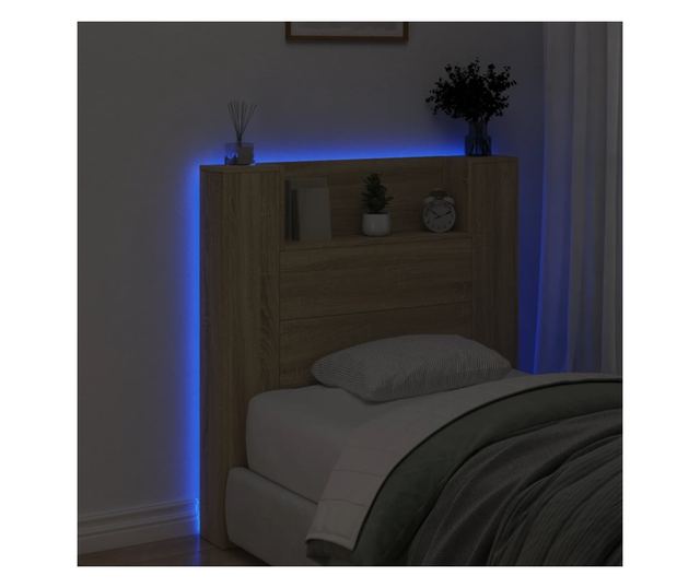 Табла с гардероб и LED, дъб сонома, 100x16.5x103.5 см