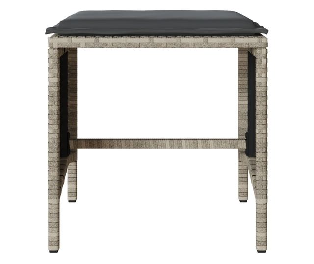 4 részes világosszürke polyrattan kerti ülőgarnitúra párnákkal