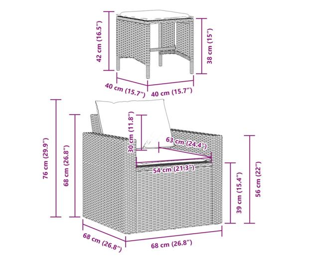 4 részes világosszürke polyrattan kerti ülőgarnitúra párnákkal