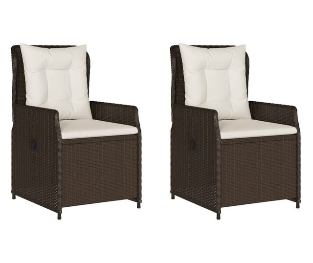 2 db barna polyrattan dönthető kerti szék