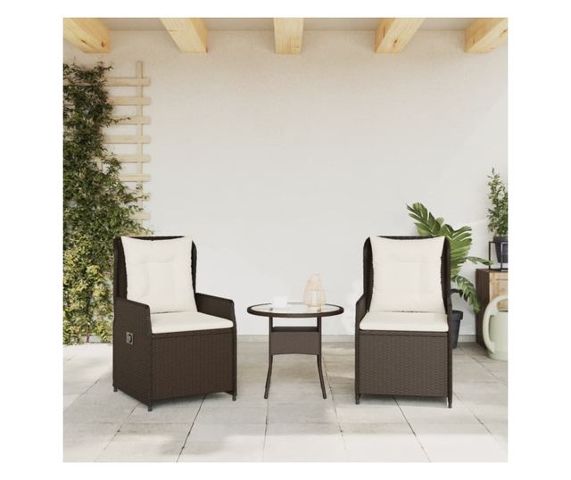 2 db barna polyrattan dönthető kerti szék