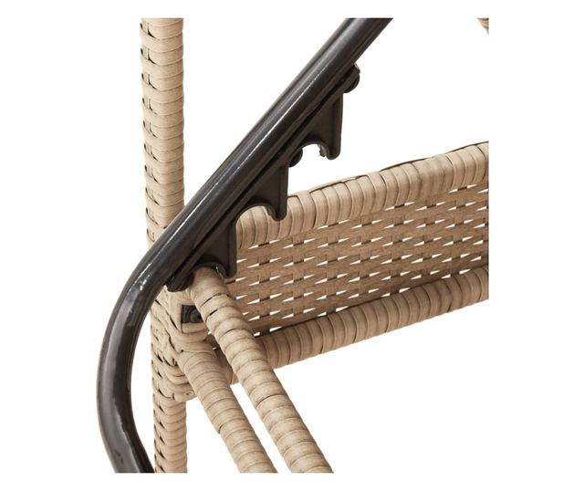 bézs polyrattan napozóágy párnával 63x200x81 cm