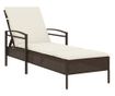 barna polyrattan napozóágy párnával 63x200x81 cm