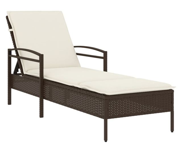 barna polyrattan napozóágy párnával 63x200x81 cm