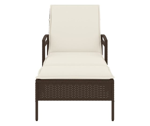 barna polyrattan napozóágy párnával 63x200x81 cm