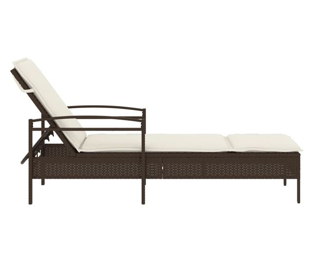 barna polyrattan napozóágy párnával 63x200x81 cm