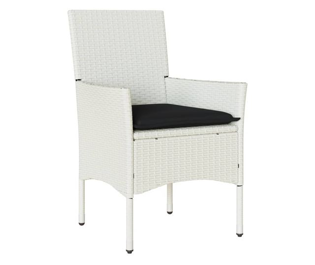 2 db fehér polyrattan kerti szék párnával