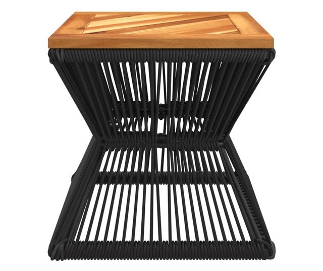 fekete tömör akácfa dohányzóasztal drót aljjal 38 x 38 x 38 cm