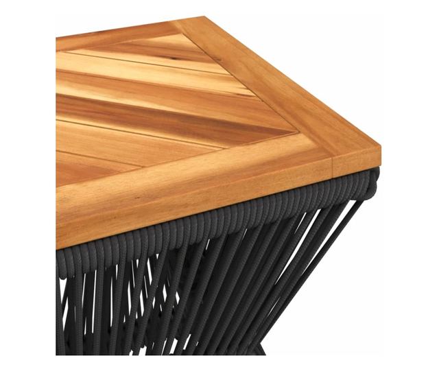 fekete tömör akácfa dohányzóasztal drót aljjal 38 x 38 x 38 cm