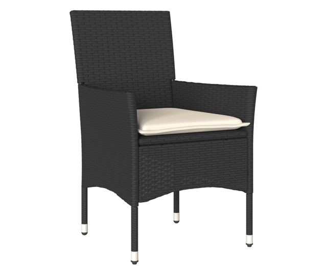 2 db fekete polyrattan kerti szék párnával