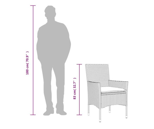 2 db fehér polyrattan kerti szék párnával