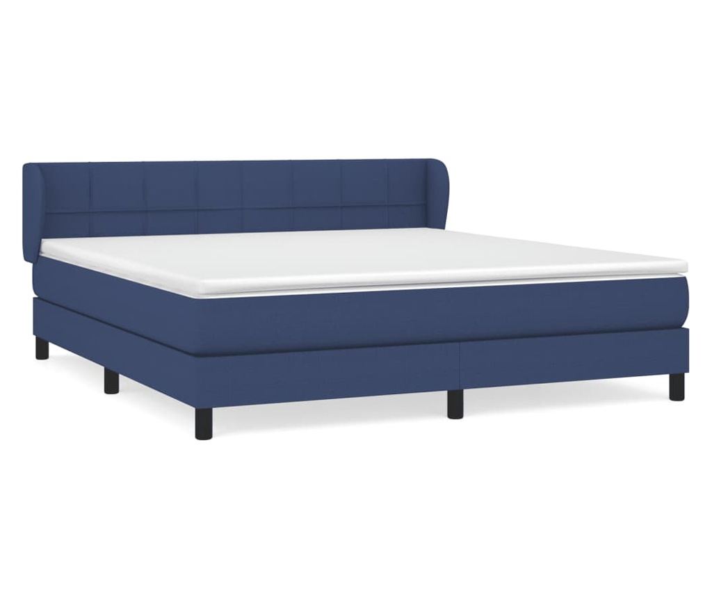 Continental bed with mattress, blue, 160x200cm, textile material - 2