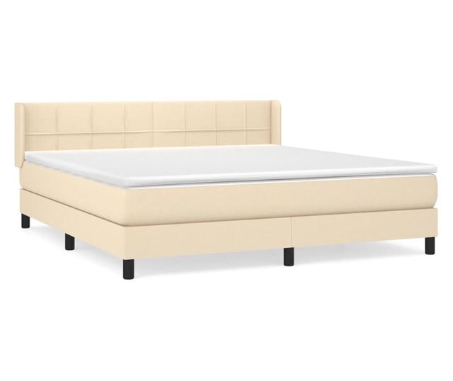 Боксспринг легло с матрак, крем, 160x200 см, текстилен материал