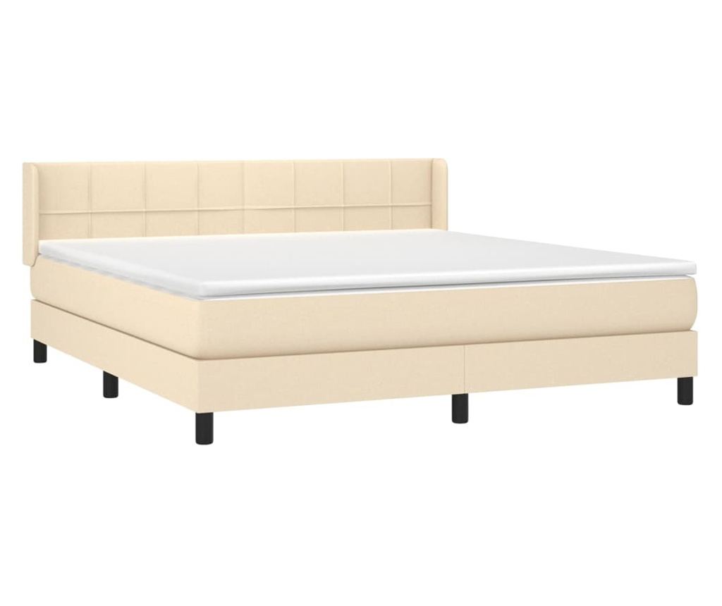 Box krevet s madracem, krem, 160x200 cm, tekstilni materijal - 3