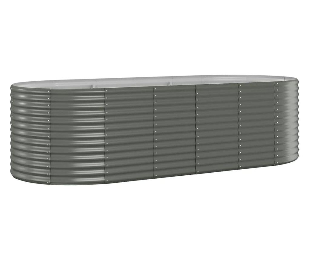 Градинска саксия сива 249x100x68 см прахово боядисана стомана - 2