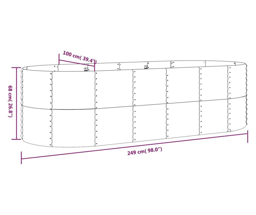 Кафяв градински сандък 249x100x68 см с прахово покритие от стомана - 6