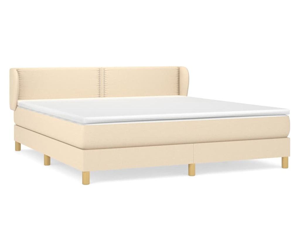 Континентално легло с матрак, кремаво, 180x200 см, текстил - 2