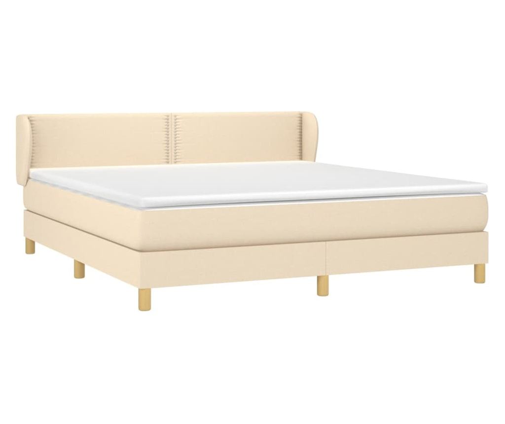 Континентално легло с матрак, кремаво, 180x200 см, текстил - 3