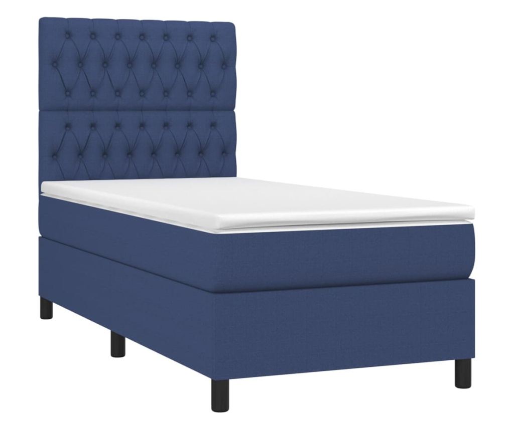 Легло с пружини, матрак и LED, синьо, 120x200 см, текстил - 3