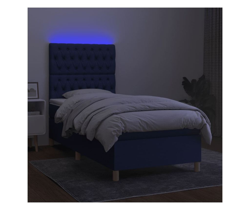 Krevet s madracem i LED rasvjetom, plavi, 120x200 cm, tekstil - 4