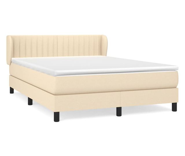 Континентално легло с матрак, кремаво, 140x200 см, плат