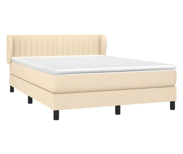 Континентално легло с матрак, кремаво, 140x200 см, плат