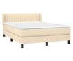 Континентално легло с матрак, кремаво, 140x200 см, текстил thumbnail 3
