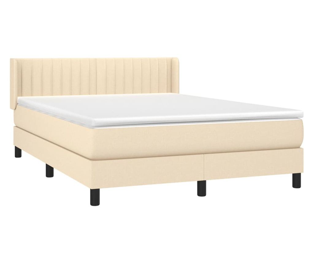 Континентално легло с матрак, кремаво, 140x200 см, текстил - 3