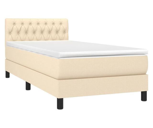 Легло с пружини, матрак и LED, кремаво, 100x200 см, текстил