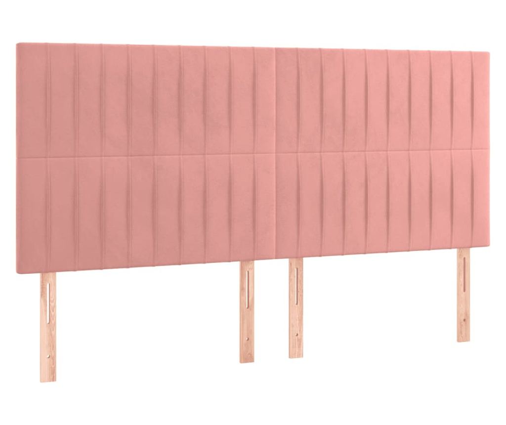 Боксспринг легло с матрак, розово, 200x200 см, кадифе - 6