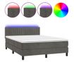 Легло с пружини, матрак и LED, тъмносиво, 140x190 см, кадифе thumbnail 2