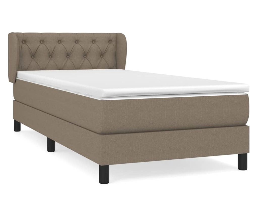 Pat box spring cu saltea, gri taupe, 80x200 cm, textil - 2