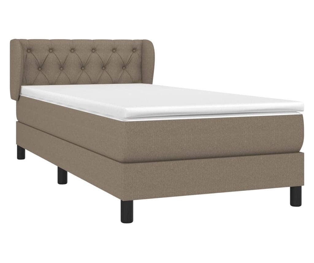 Pat box spring cu saltea, gri taupe, 80x200 cm, textil - 3