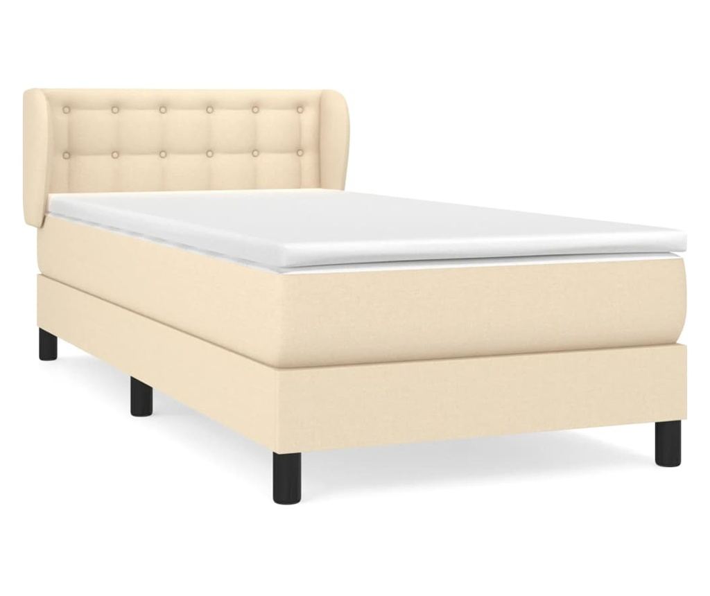 Боксспринг легло с матрак, кремаво, 80x200 см, текстил - 2