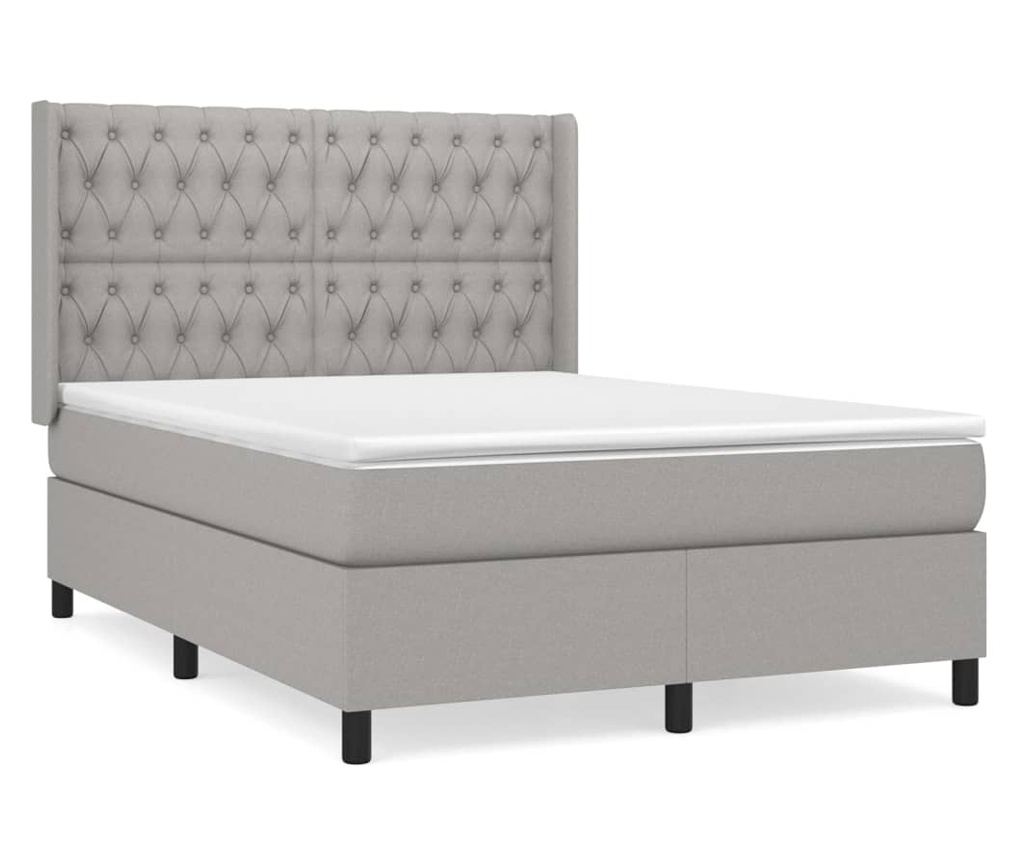 Континентално легло, светло сиво, 140x200 см, текстил - 2